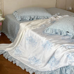Bedding Set Quilted Ruffle Reversible Satin