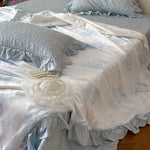 Bedding Set Quilted Ruffle Reversible Satin