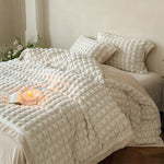 Bedding Set Quilted Velvet 3D Waffle Texture 4-Piece