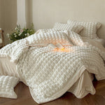 Bedding Set Quilted Velvet 3D Waffle Texture 4-Piece