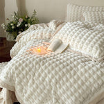 Bedding Set Quilted Velvet 3D Waffle Texture 4-Piece