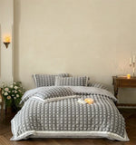 Bedding Set Quilted Velvet 3D Waffle Texture 4-Piece