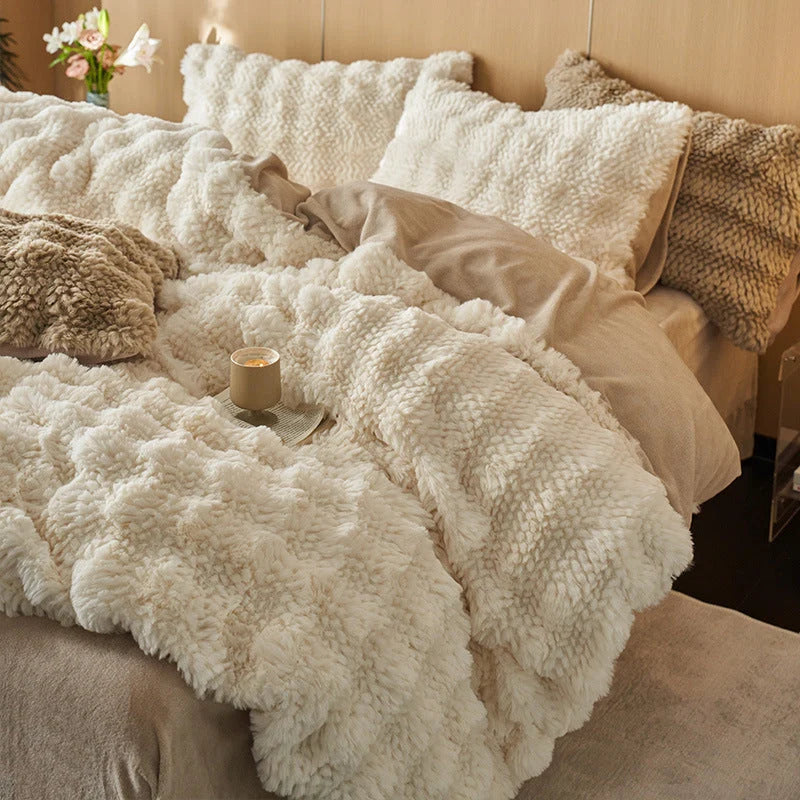 Bedding Set Rabbit Fur Fleece Warm & Breathable