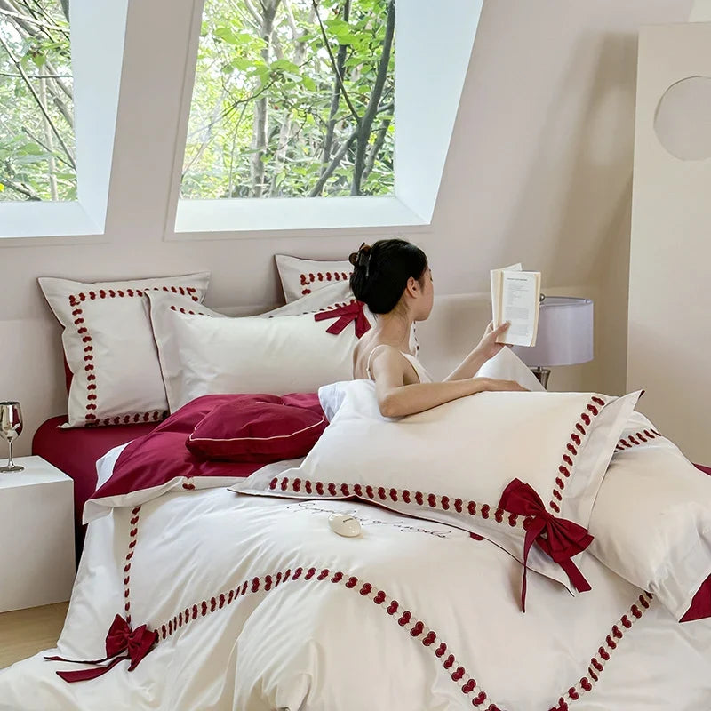 Bedding Set Reversible Breathable Cotton Satin