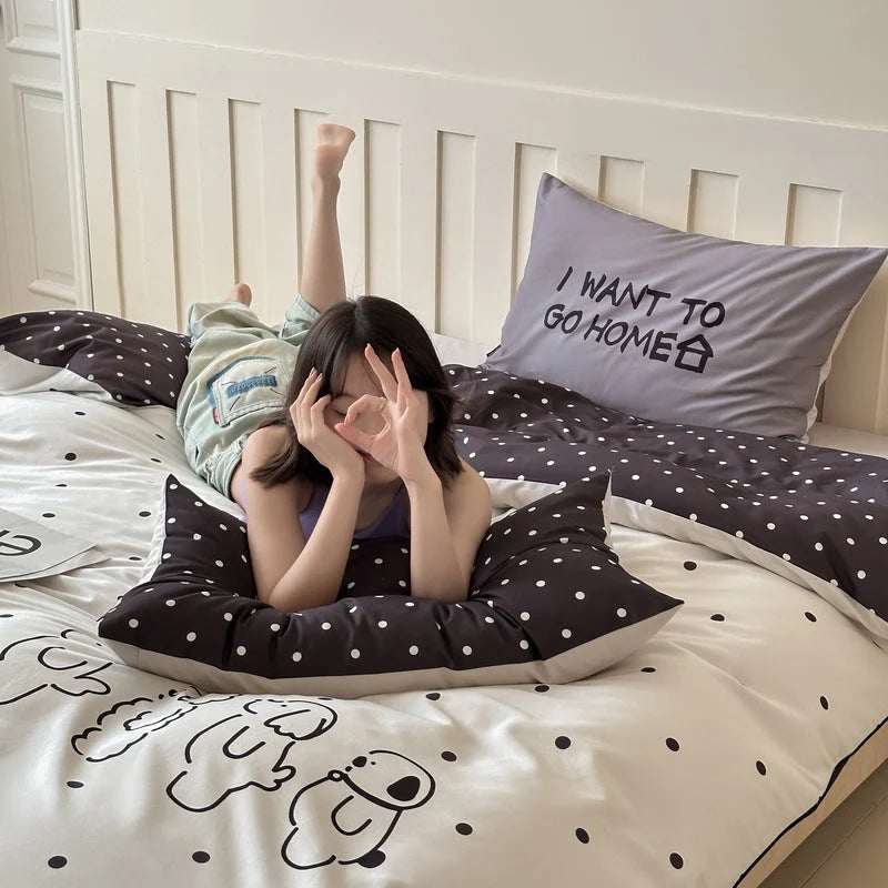 Bedding Set Reversible Cotton Blend Set of 4