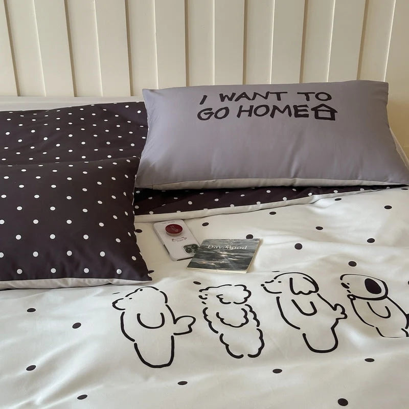 Bedding Set Reversible Cotton Blend Set of 4
