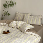 Bedding Set Reversible Cotton-Linen With Fitted Sheet