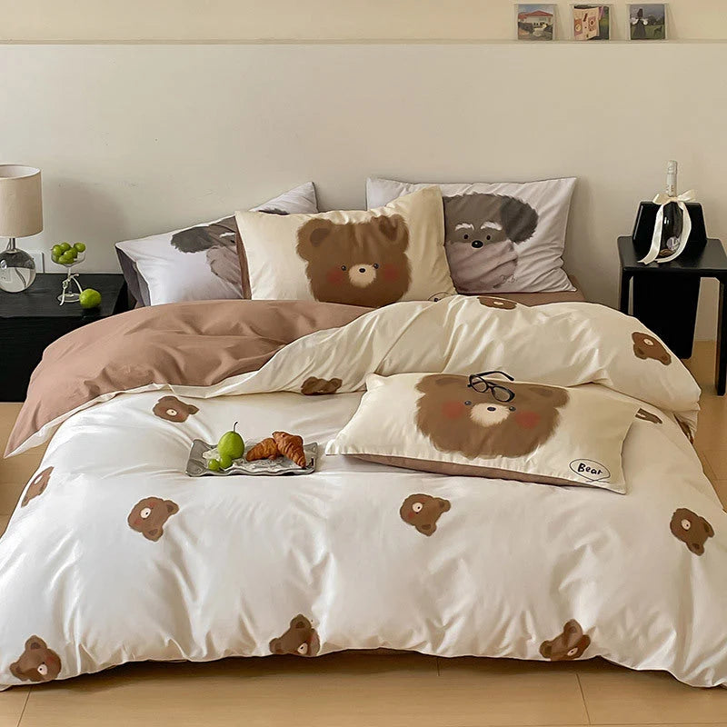 Bedding Set Reversible Cotton Percale Breathable