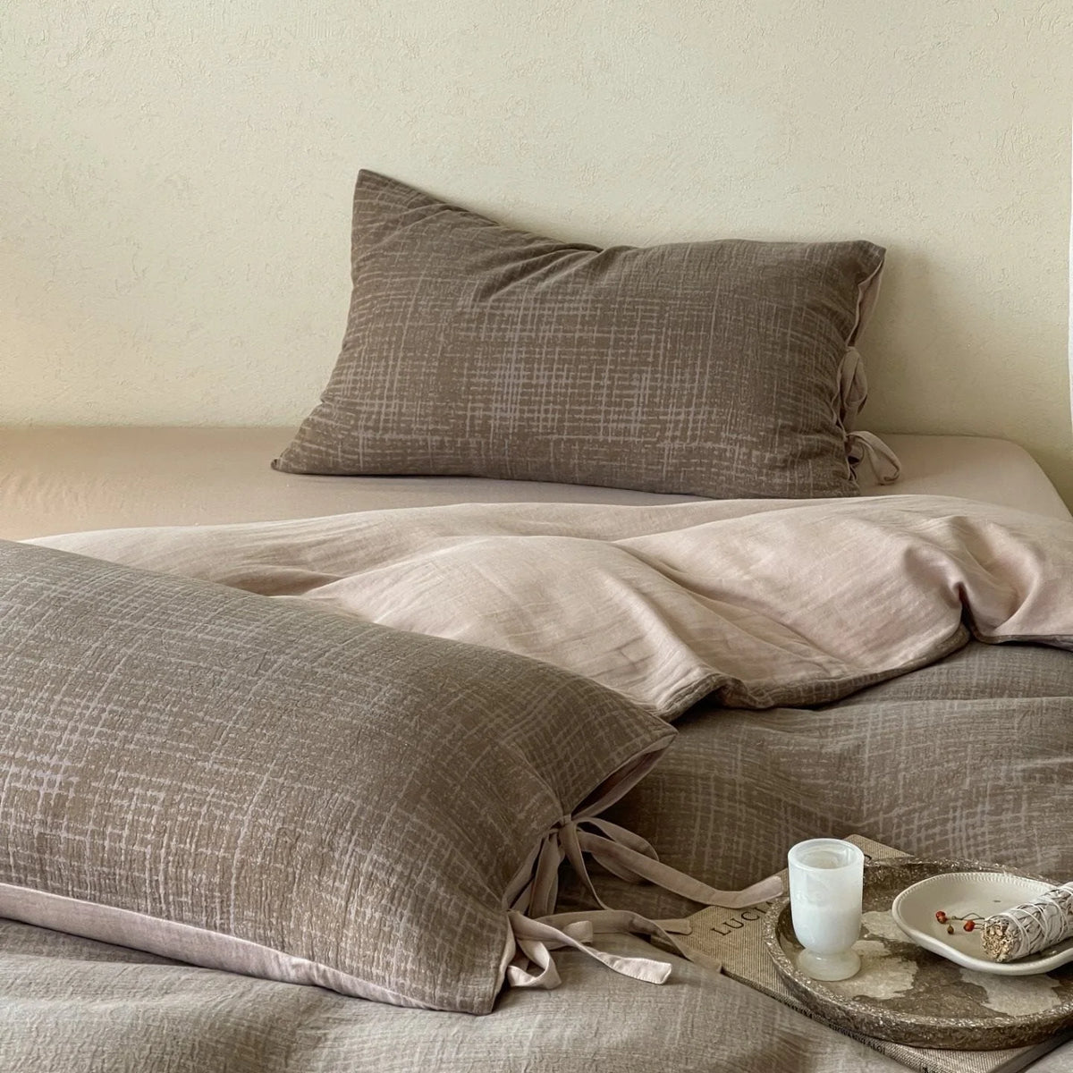 Bedding Set Reversible Cotton Satin 4-Piece Set