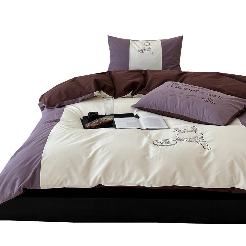 Bedding Set Reversible Cotton Satin 4-Piece Set