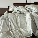 Bedding Set Reversible Cotton Satin Bamboo Print 4-Piece Set