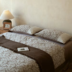 Bedding Set Reversible Cotton Satin Floral Jacquard