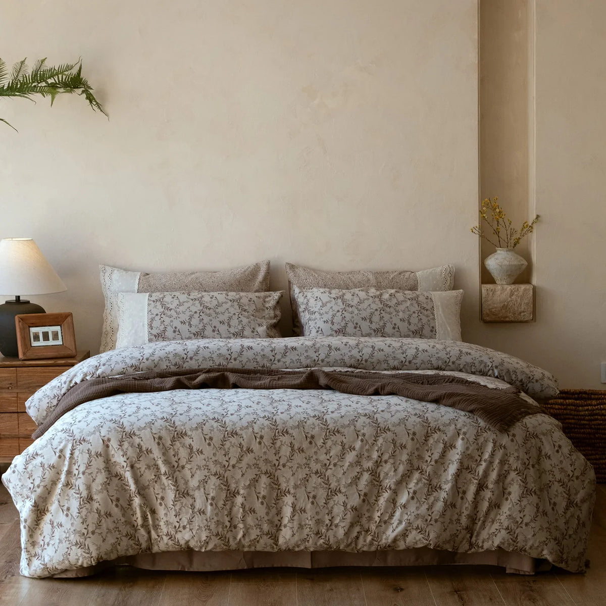 Bedding Set Reversible Cotton Satin Floral Jacquard
