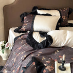 Bedding Set Reversible Cotton Satin Ruffle Trim Four-Piece