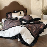 Bedding Set Reversible Cotton Satin Ruffle Trim Four-Piece