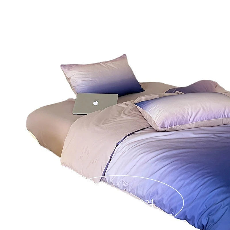 Bedding Set Reversible Cotton Satin Wrinkle-Resistant 4-Piece