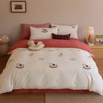 Bedding Set Reversible Mako Cotton Blend Embroidered Teddy Appliqués