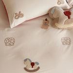 Bedding Set Reversible Mako Cotton Blend Embroidered Teddy Appliqués