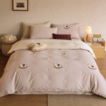 Bedding Set Reversible Mako Cotton Blend Embroidered Teddy Appliqués