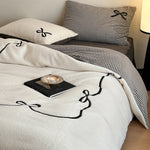 Bedding Set Reversible Plush Microfleece Paw Embroidery 4-Piece