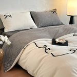 Bedding Set Reversible Plush Microfleece Paw Embroidery 4-Piece