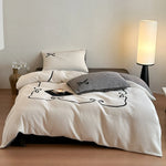 Bedding Set Reversible Plush Microfleece Paw Embroidery 4-Piece