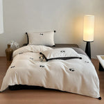 Bedding Set Reversible Plush Microfleece Paw Embroidery 4-Piece
