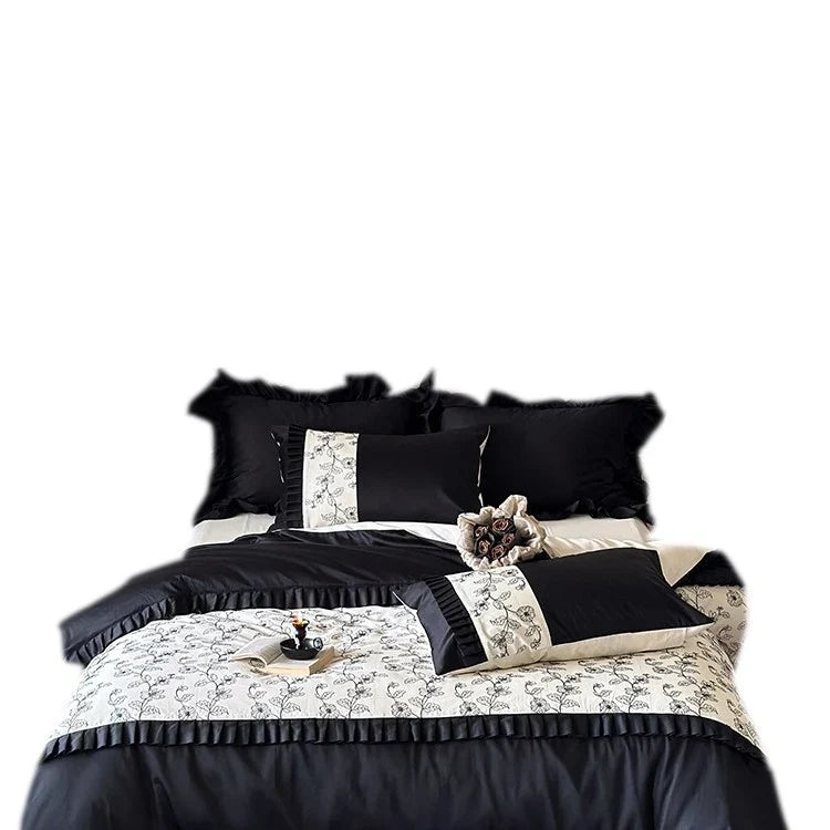 Bedding Set Reversible Satin Botanical Cooling 4-Piece
