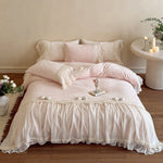 Bedding Set Ruffle & Lace Trim 4-Piece