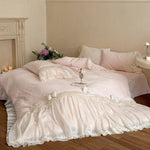 Bedding Set Ruffle & Lace Trim 4-Piece