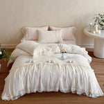 Bedding Set Ruffle & Lace Trim 4-Piece