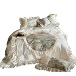 Bedding Set Ruffled Edges & Velvet Heart Satin-Look Machine Washable