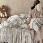 Bedding Set Ruffled Hem & Floral Breathable Cotton Blend