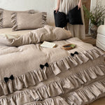 Bedding Set Ruffled Linen-Look Cotton Reversible
