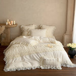 Bedding Set Ruffled Rose Appliqués 4-Piece
