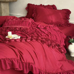 Bedding Set Ruffled Rose Appliqués 4-Piece