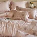Bedding Set Satin Breathable Floral Relief Embroidery