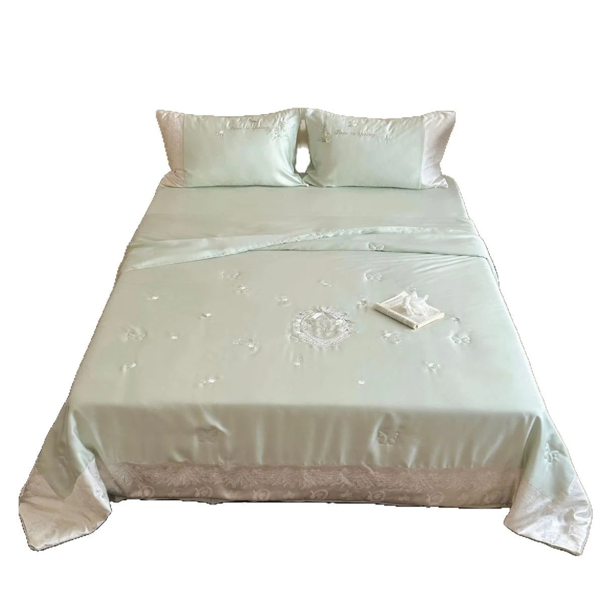 Bedding Set Satin Butterfly Embroidery 4-Piece
