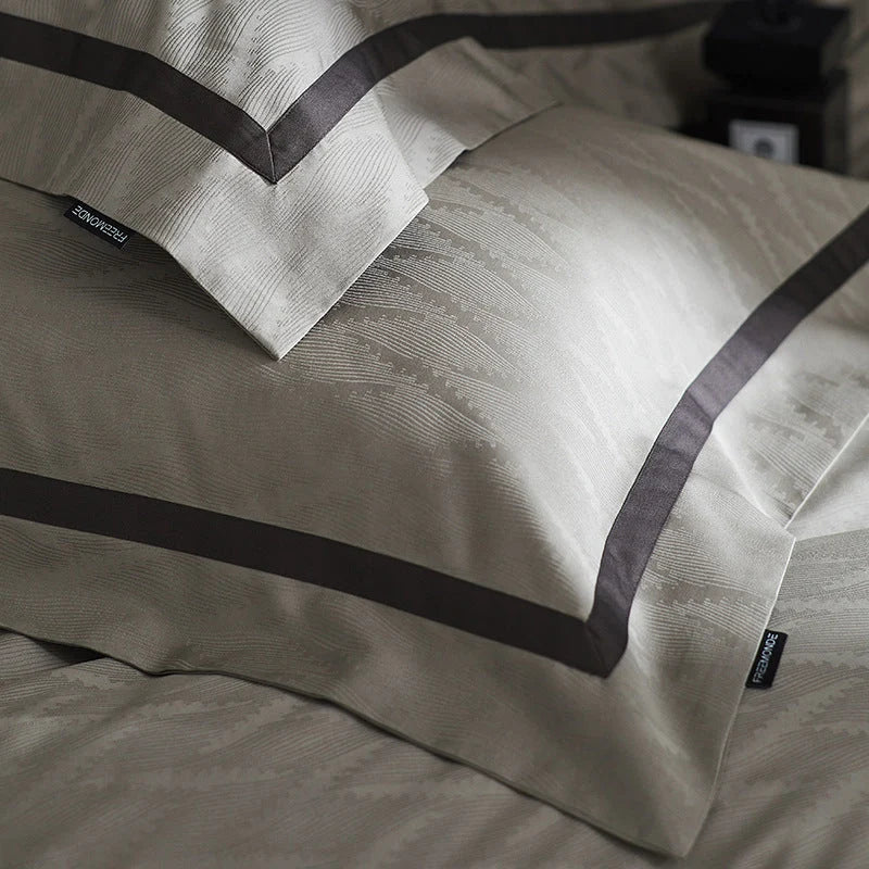 Bedding Set Satin Cotton Breathable Fine Piping 4-Piece Set