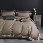 Bedding Set Satin Cotton Breathable Fine Piping 4-Piece Set