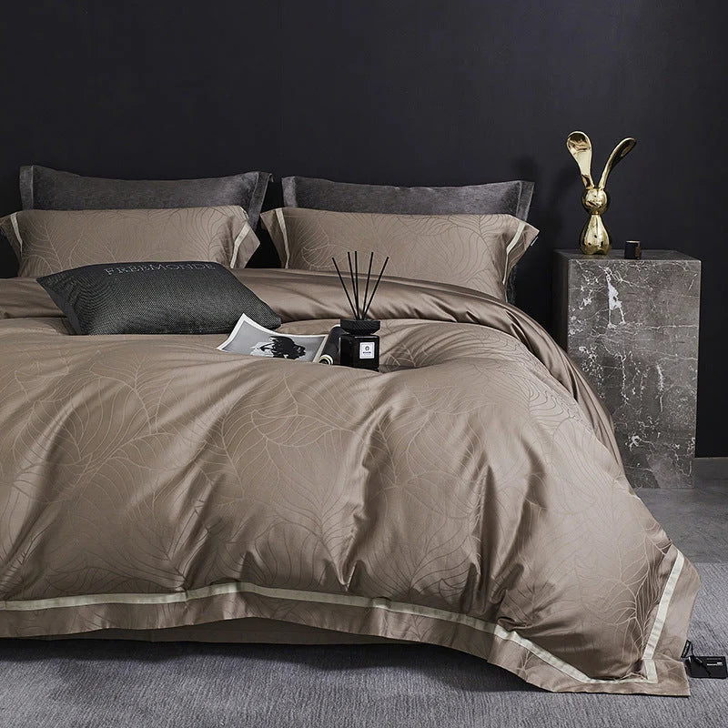 Bedding Set Satin Cotton Breathable Fine Piping 4-Piece Set