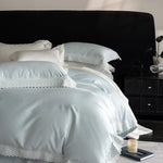 Bedding Set Satin Crochet Lace Trim 4-Piece Set