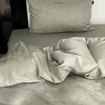 Bedding Set Satin Embossed Monstera Wrinkle-Resistant & Breathable