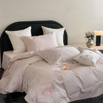 Bedding Set Satin Floral Embroidery 4-Piece