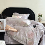Bedding Set Satin Floral Embroidery 4-Piece