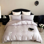 Bedding Set Satin Floral Embroidery Breathable Machine Washable