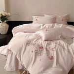 Bedding Set Satin Floral Embroidery Easy Care