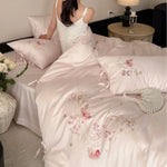 Bedding Set Satin Floral Embroidery Easy Care