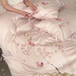 Bedding Set Satin Floral Embroidery Easy Care