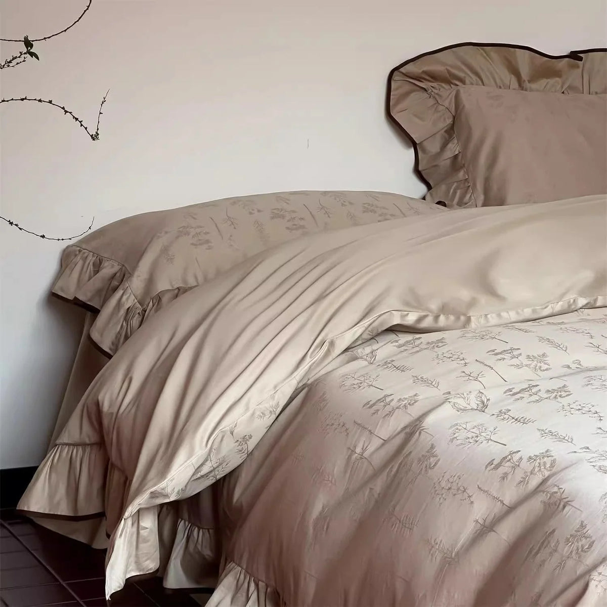 Bedding Set Satin Floral Jacquard 4-Piece